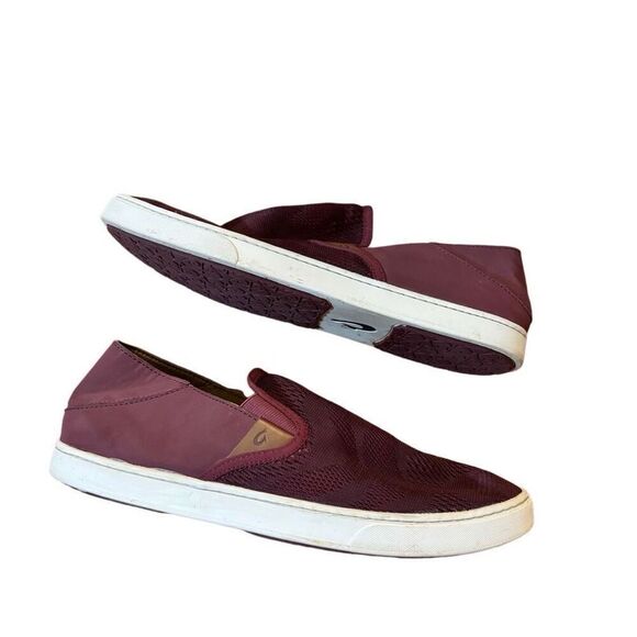 OluKai Pehuea Slip On Loafer Sneakers in Red Sea Salt Burgundy Size 12 Women’s - Picture 4 of 7